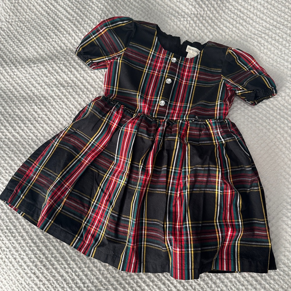 Crewcuts Plaid Dress in Red, Black, and Yellow